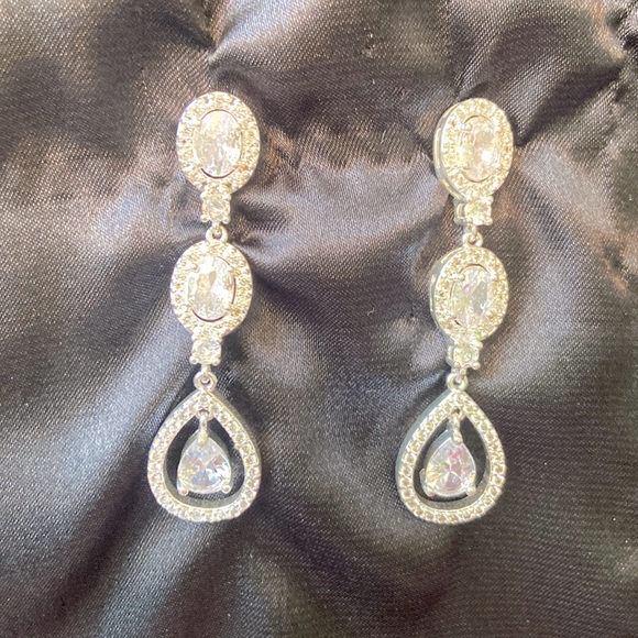 David's Bridal Jewelry Halo Teardrop Sparkling Cubic Zirconia